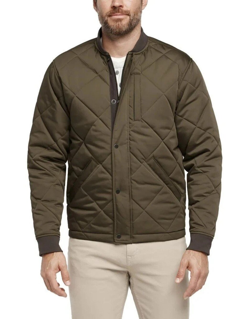 Banana Republic Men's Quilted Bomber Jacket Size L Color Green